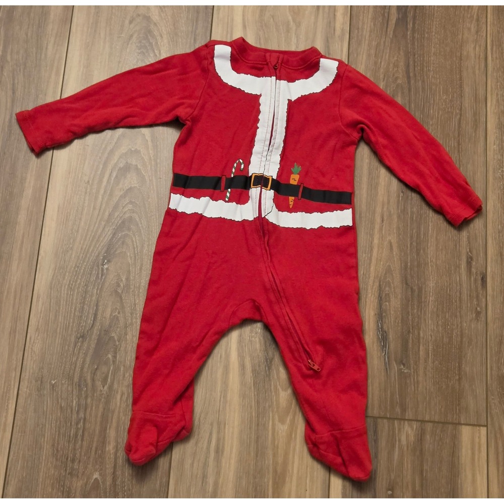 Old Navy Holiday Footie Pajamas Baby Size 6-9 Months Santa Christmas Red